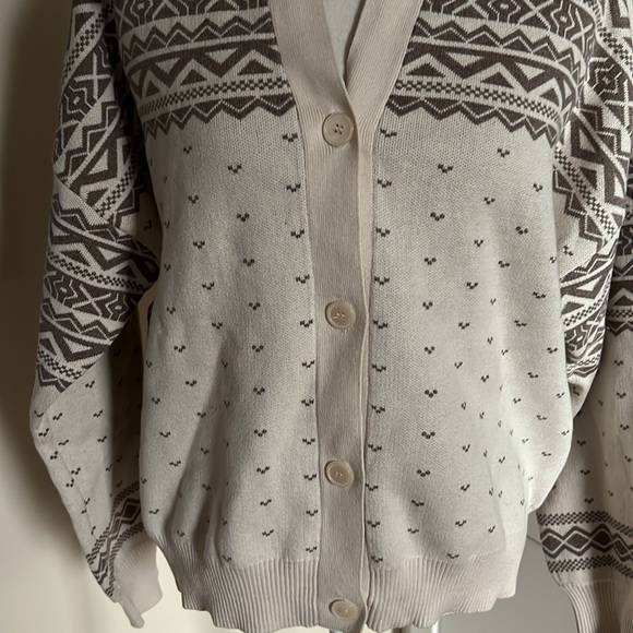 LOFT Outlet 100% Cozy Cotton Fair Isle Cardigan Sweater with Collar - XL - Picture 5 of 10